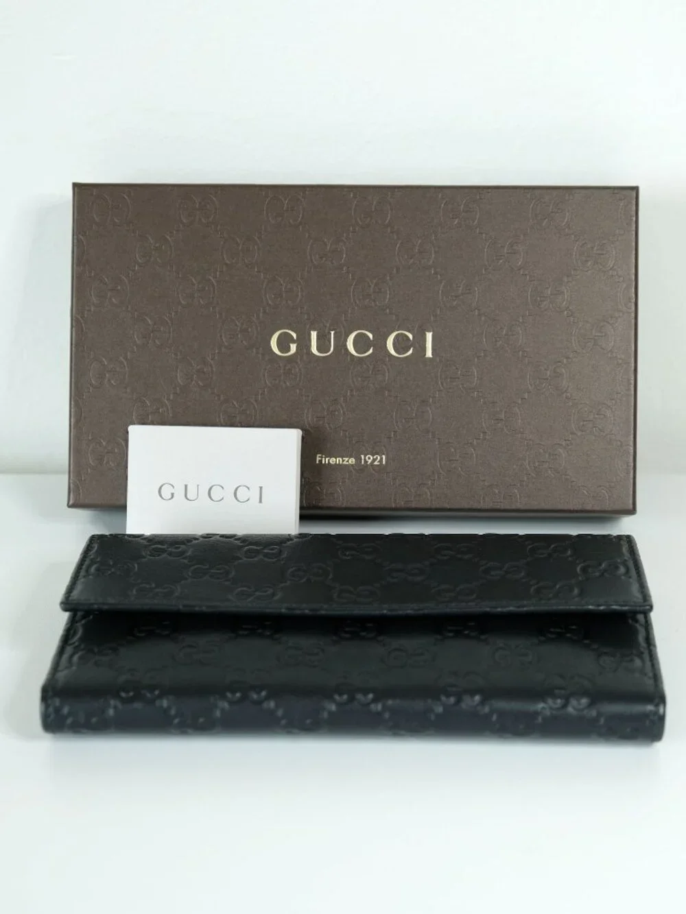Gucci Guccissima Leather Wallet, Excellent Condition, Matte Black